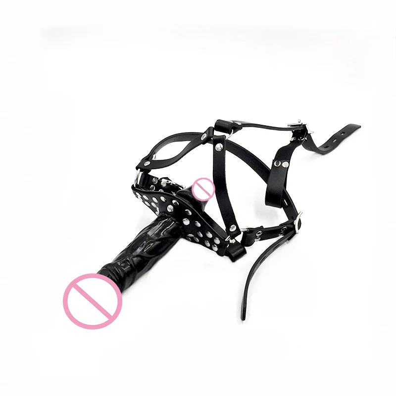 Double-Ended Dildo Penis Plug Open Mouth Gag Head Strapon Simulation SM Harness Straps BDSM Bondage Adult Game Sex Toy Couples