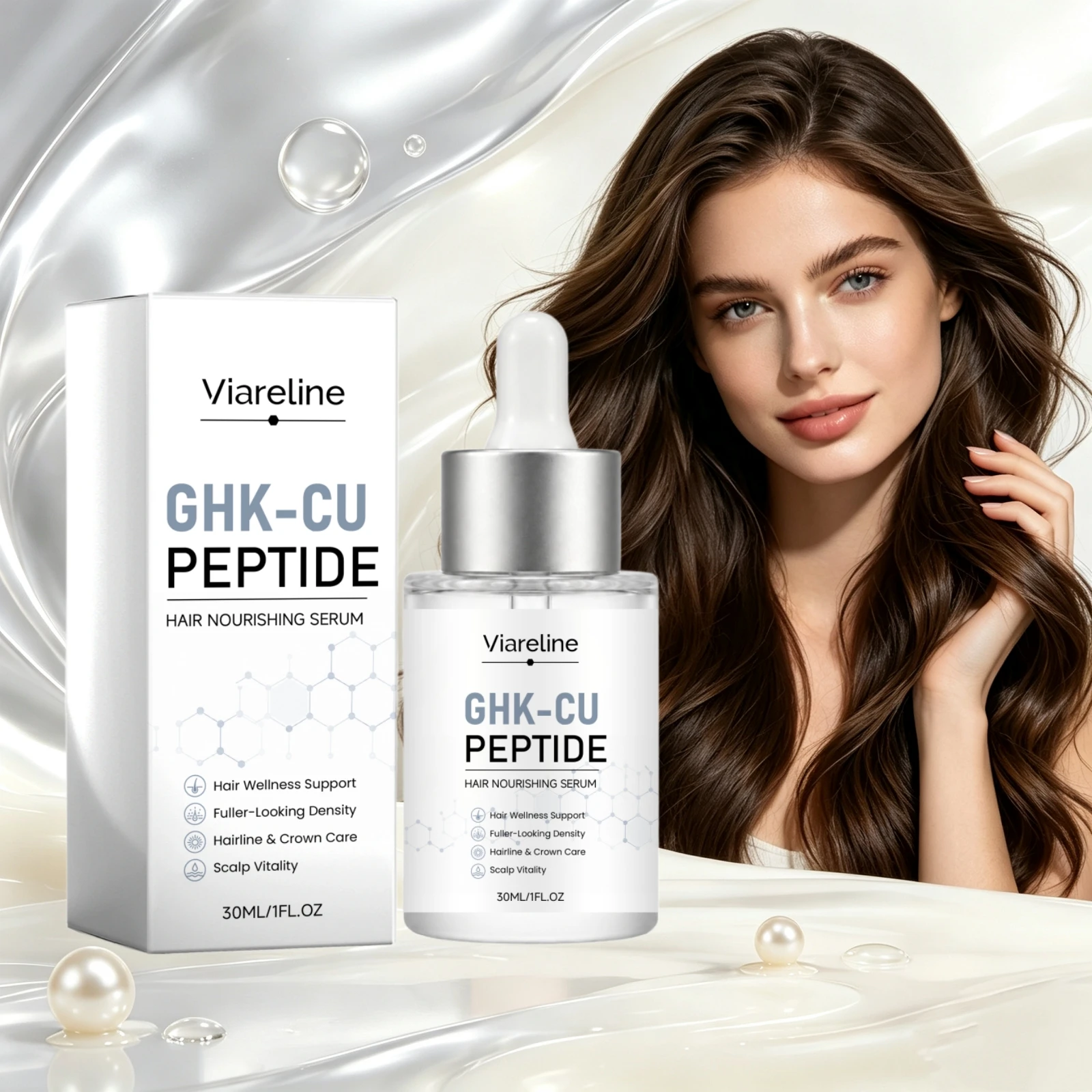 GHK-Cu Peptide Hair Serum 30ml Scalp Vitality Hairline Best Crown Care Fuller Growth Nourishing Thinning Density Treatment Serum