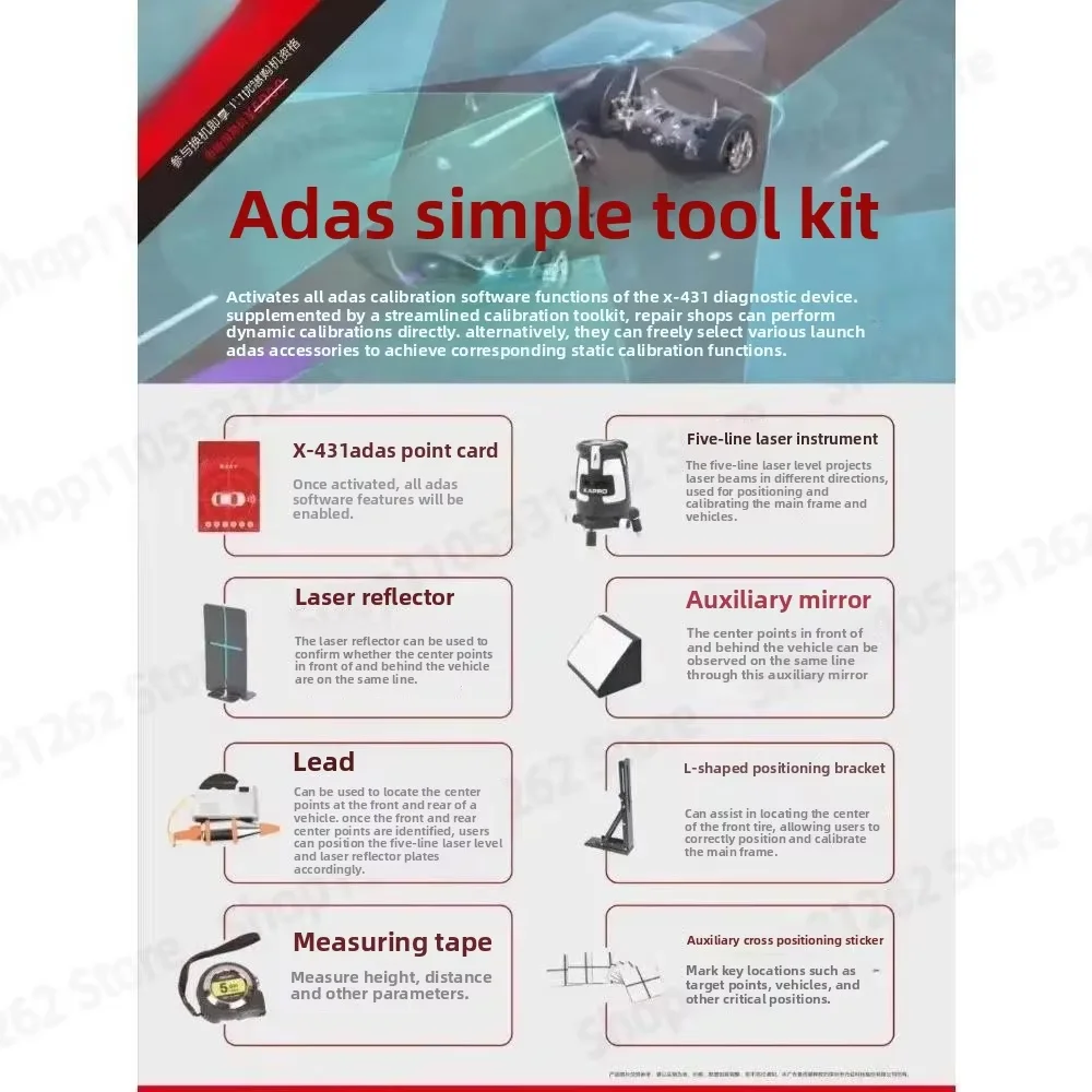 ADAS Simple Toolkit for Launch X-431 Diagnostic Calibration Activation Card Five Line Laser Reflector Plumb Set Repair Shop