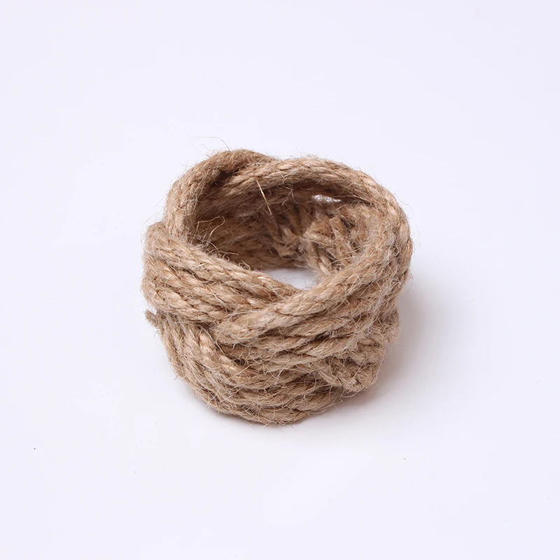 2/4/6Pcs Natural Burlap Napkin Ring Jute Rope Woven Napkin Buckles Holder Wedding Birthday Party Dinner Table Decoration Supply