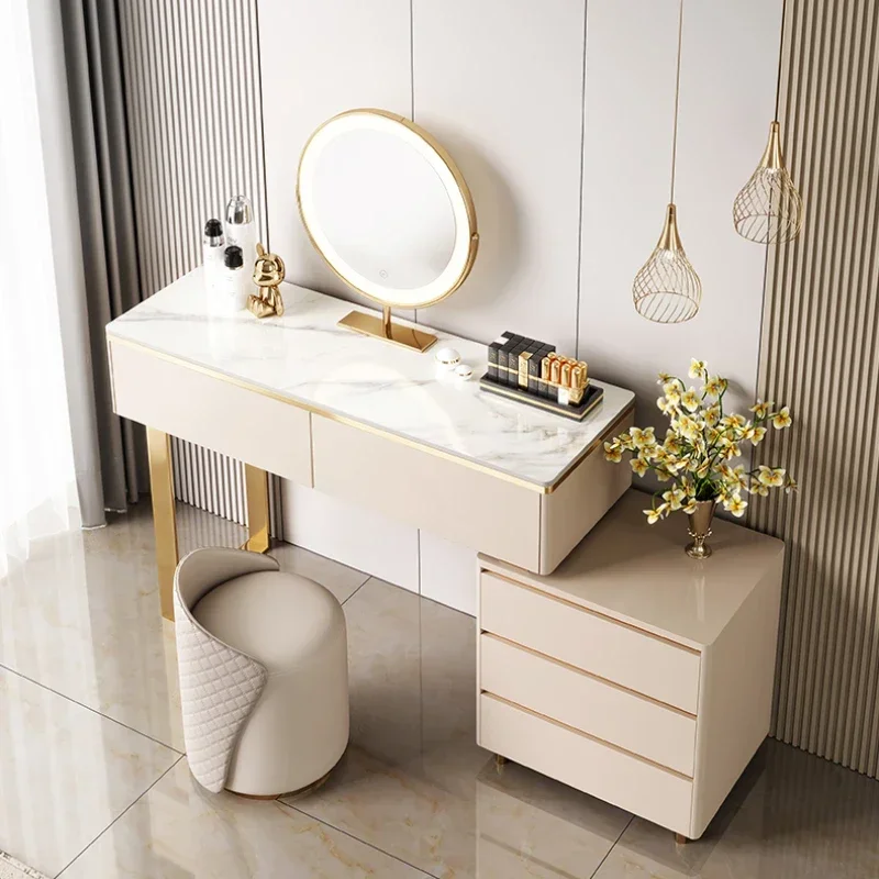 Luxury Organizer Storage Dresser Mirror Set Women Princess Storage Dressers Vanity Makeup Coiffeuse De Chambre House Furniture