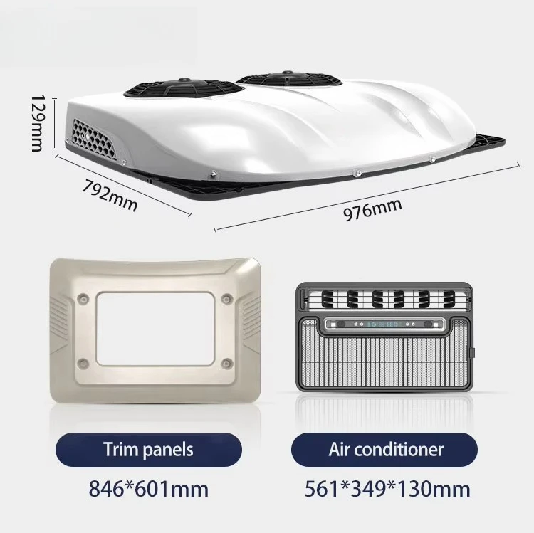 مكيف هواء سقف كهربائي لمقصورة الشاحنة العلوية RV، مكيف هواء يعمل بالبطارية 12 فولت 24 فولت #4