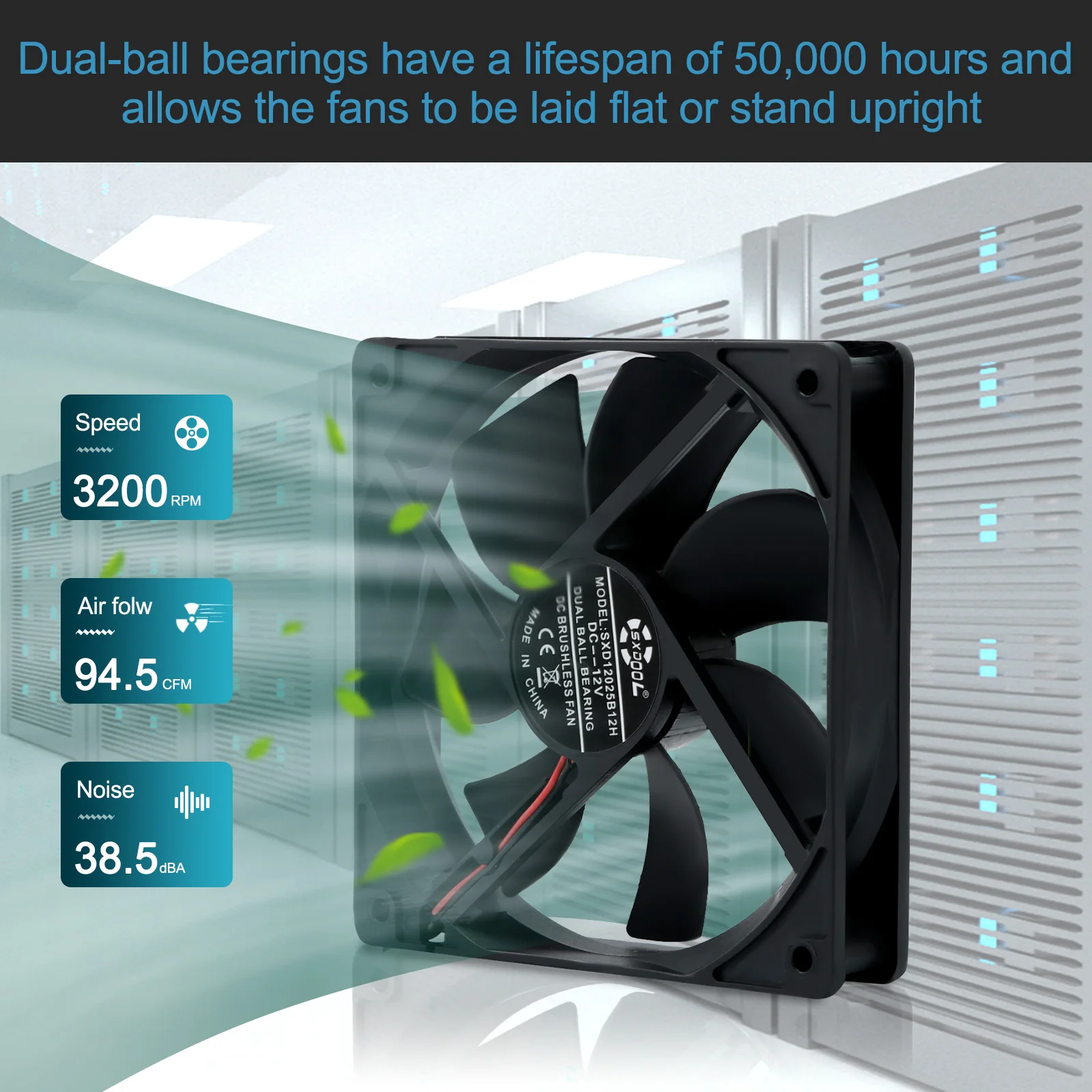 120mm Computer Fan with Speed Controller AC Plug Power Cord 110V 220V  to DC 3V - 12V 2A Exhaust Cooling Router Grow Tent Plant