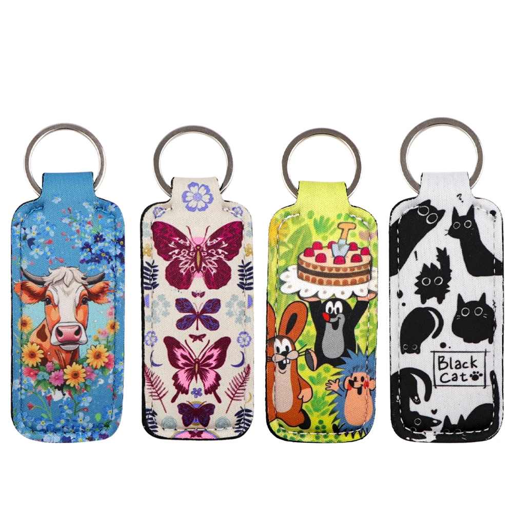 Lovely Animals Creative Clip On Lipstick Holder Keychain Portable Lipstick Cases Cover Balm Holders Keyring Gift 1pc