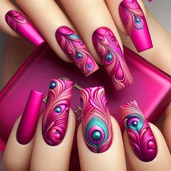 Winter 3D Flower Ballerina Press On Nails Set Long Glossy Coffee Brown False Nails With Golden Floral Accents Fake Nails Set