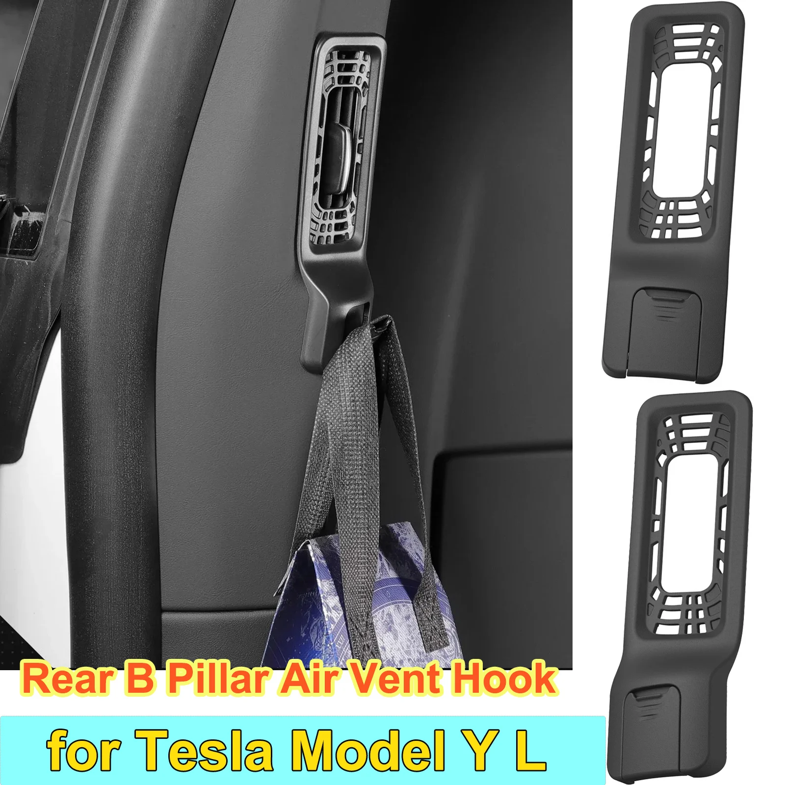Accesorios para Tesla Model YL 2025 2026, Gancho Colgante para Ventilación del Pilar B Trasero, Organizador de Bolsas y Paraguas de ABS, Colgador de Almacenamiento Y L 6 Asientos