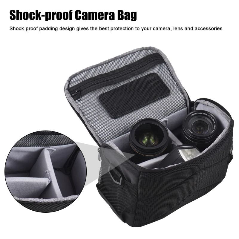 Padded Camera Bag Travel Camera Shoulder Bag Water-resistant Shock-proof Camera Case Messenger Bag for DSLR/SLR/Mirrorless Case