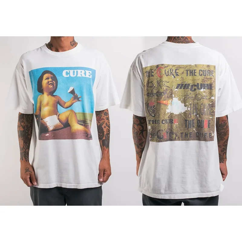 Hot The Cure Band Vintage American Rock Loose and Casual Printed Men's and Women's Short-sleeved T-shirt Tshirt