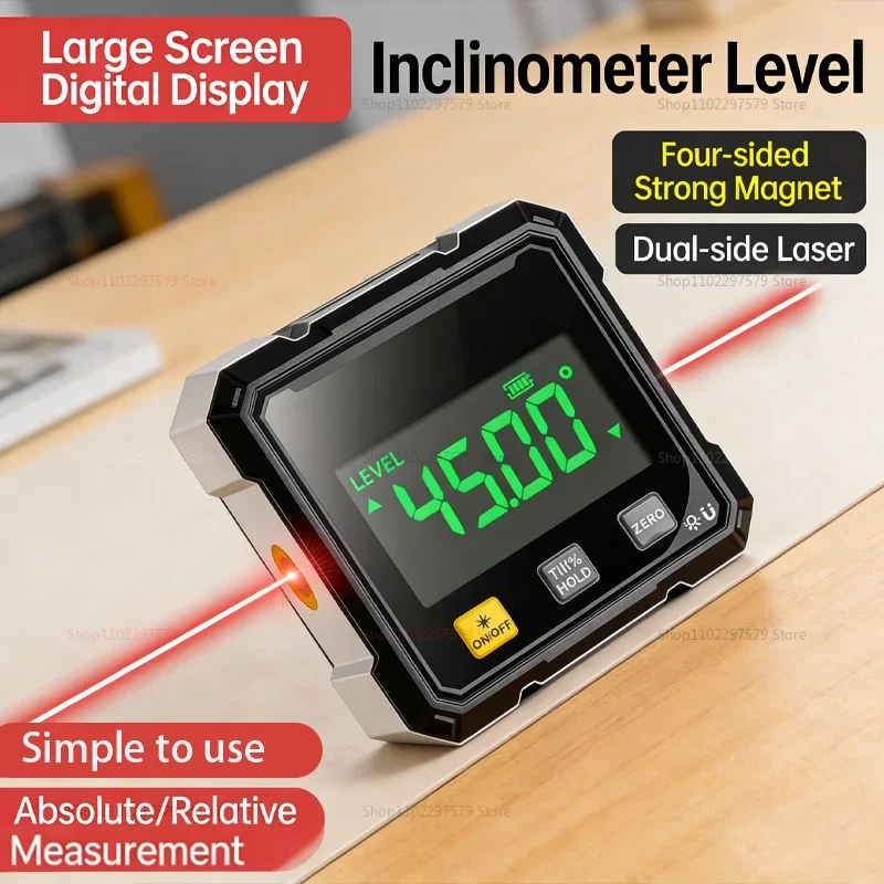 Digital Electronic Level Digital Angle Fnder 4*90 ° Magnetic Inclinometer Protractor Precision Level Box for Woodworking