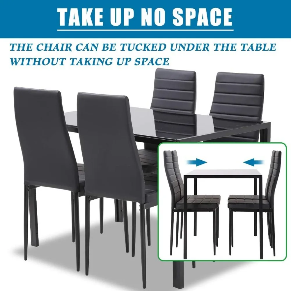 FDW Dining Table Set Glass Dining Room Table Set for Small Spaces Kitchen  and Chairs for 4  with Chairs