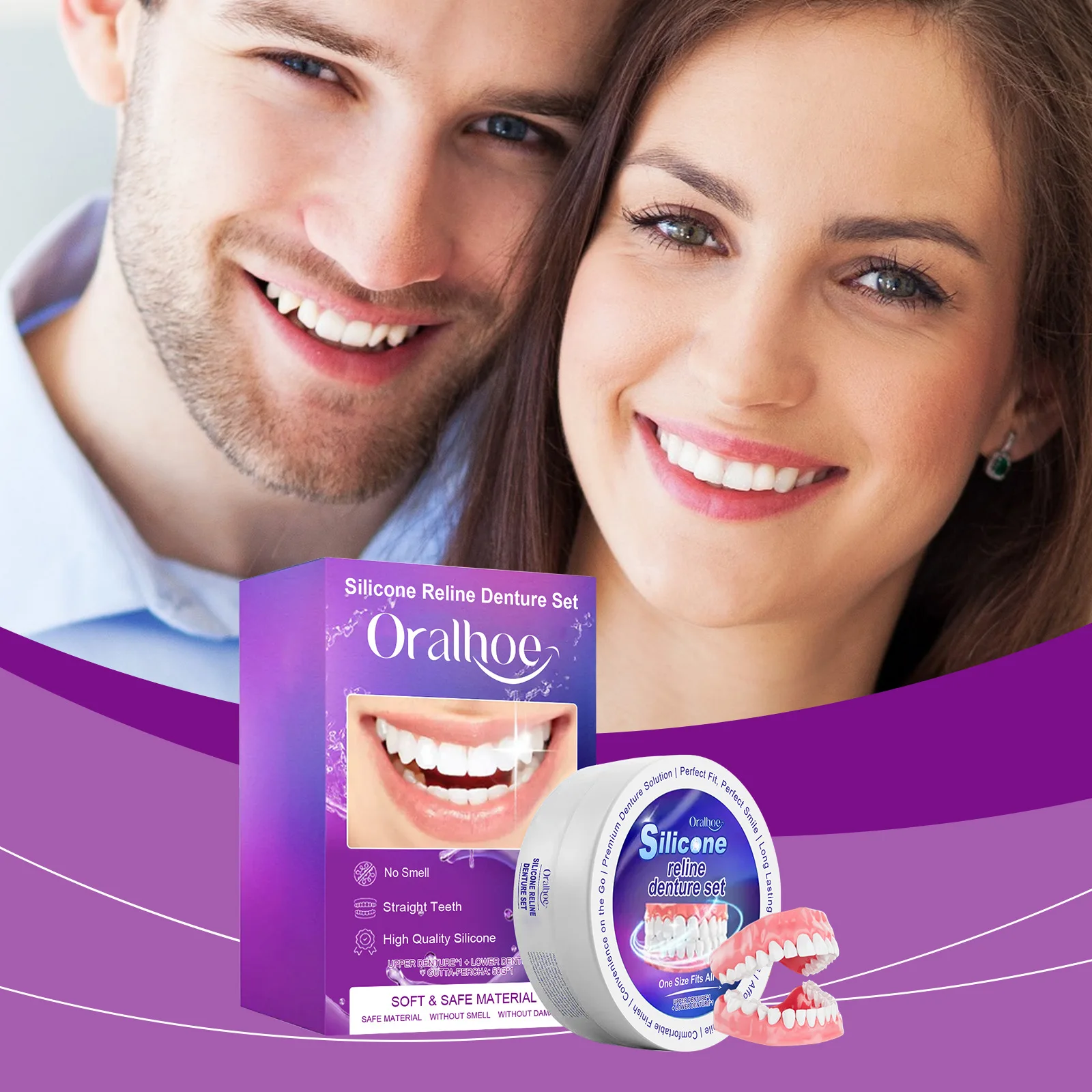 

Silicone Denture Set Fit Temporary Orthodontic Fake Tooth Whiten Simulation Braces Modify Natural Smile Beauty Oral Hygiene Care