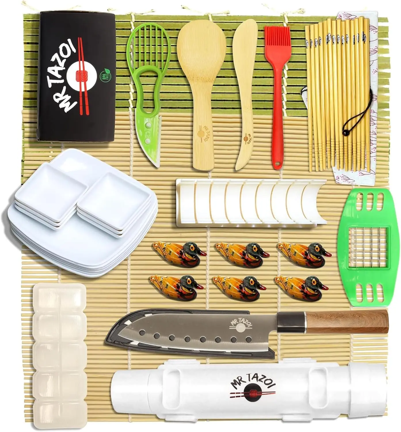 

40-Piece Complete Sushi Making Kit with Bamboo Roller, Knife, Plates & Chopsticks - Perfect for Home Chefs & Sushi Lovers