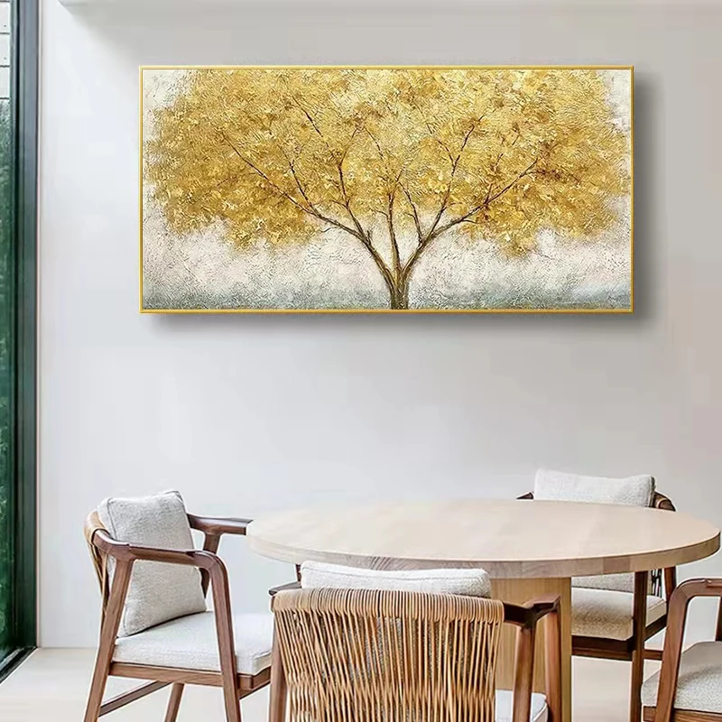 

Big Size Nordic Vintage Abstract Golden Rich Tree Poster Canvas Painting Wall Art Pictures for Living Room Cuadros Home Decor