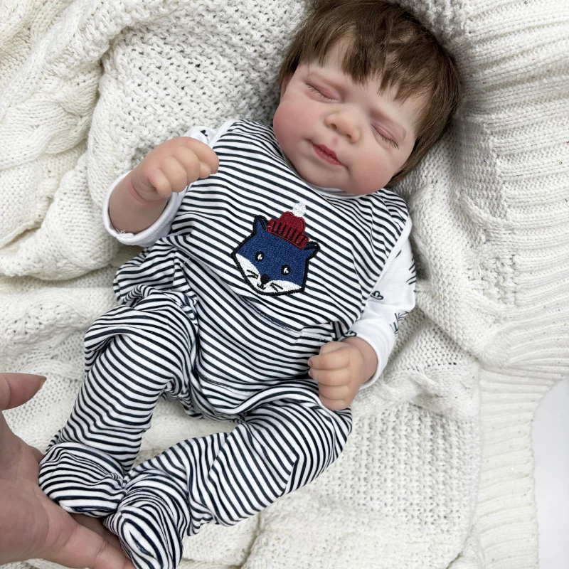 49cm boneca reborn pascale macio siliconen reborn dormindo menino toque macio realista 3d veias de pele bonecas de alta qualidade para crianças