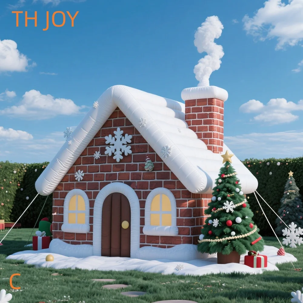 Szybka dostawa lotnicza do domu, nowy model 2025, dmuchany grot Bożego Narodzenia, dekoracja ogrodowa na zewnątrz, dmuchany domek świąteczny, namiot.