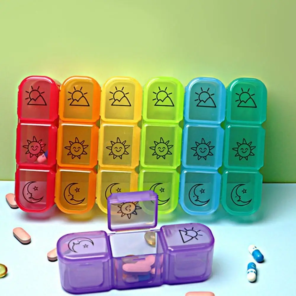 

Durable Mini Weekly Pill Organizer Multifunction Waterproof Pill Storage Box Dust Prevention Three Grids Medicine Box Travel