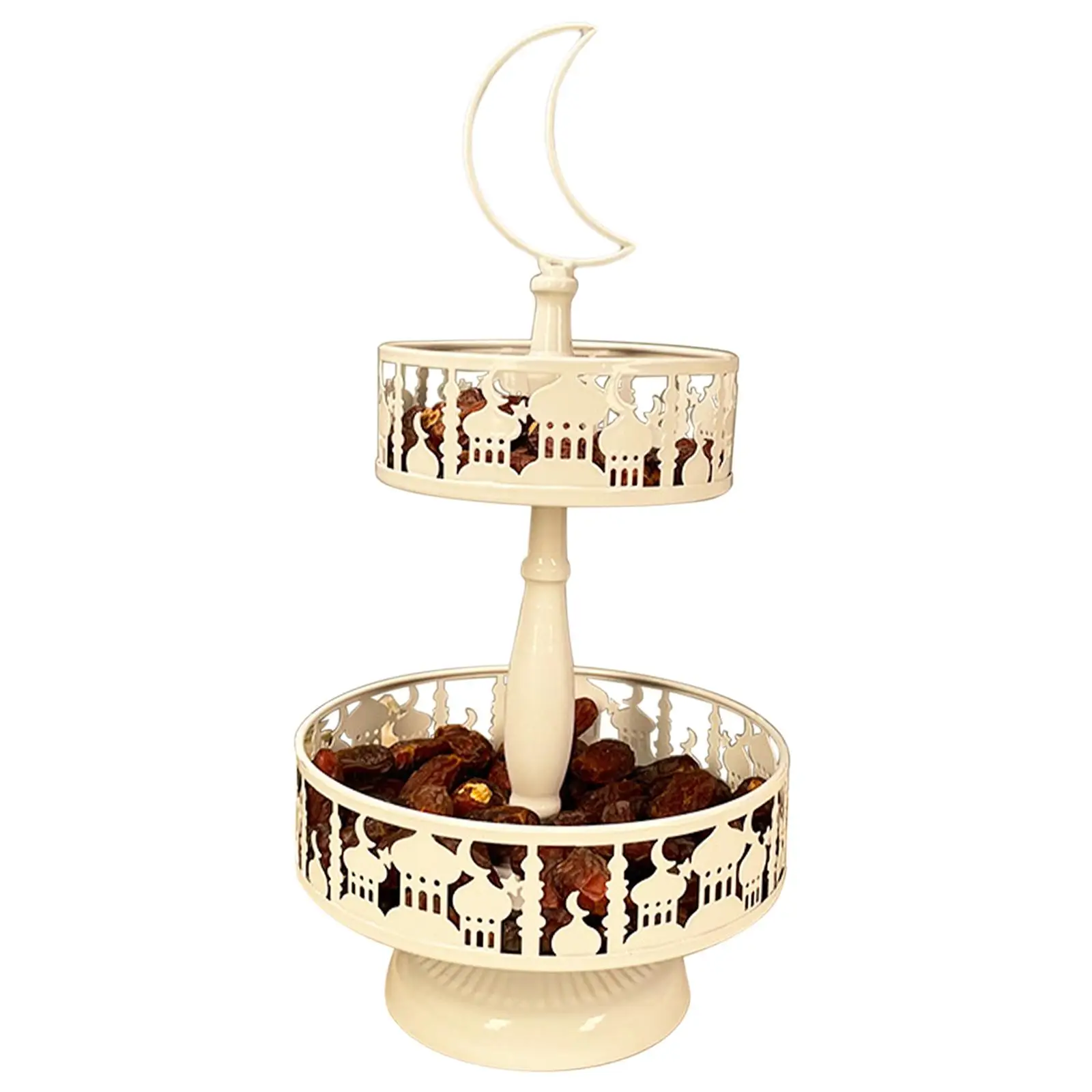 2 Layer Cake Stand Fruit Gift Ramadan Castle Decor Storage Tray for Wedding