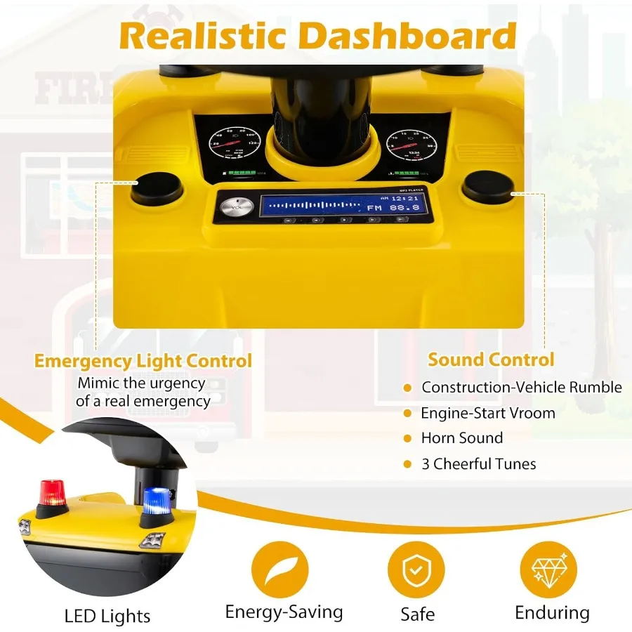 ركوب على سيارة الدفع المرخصة على مركبة بناء سكانيا للأطفال الصغار مع أضواء الموسيقى القرن تحت مقعد تخزين منزلق من القدم إلى الأرض