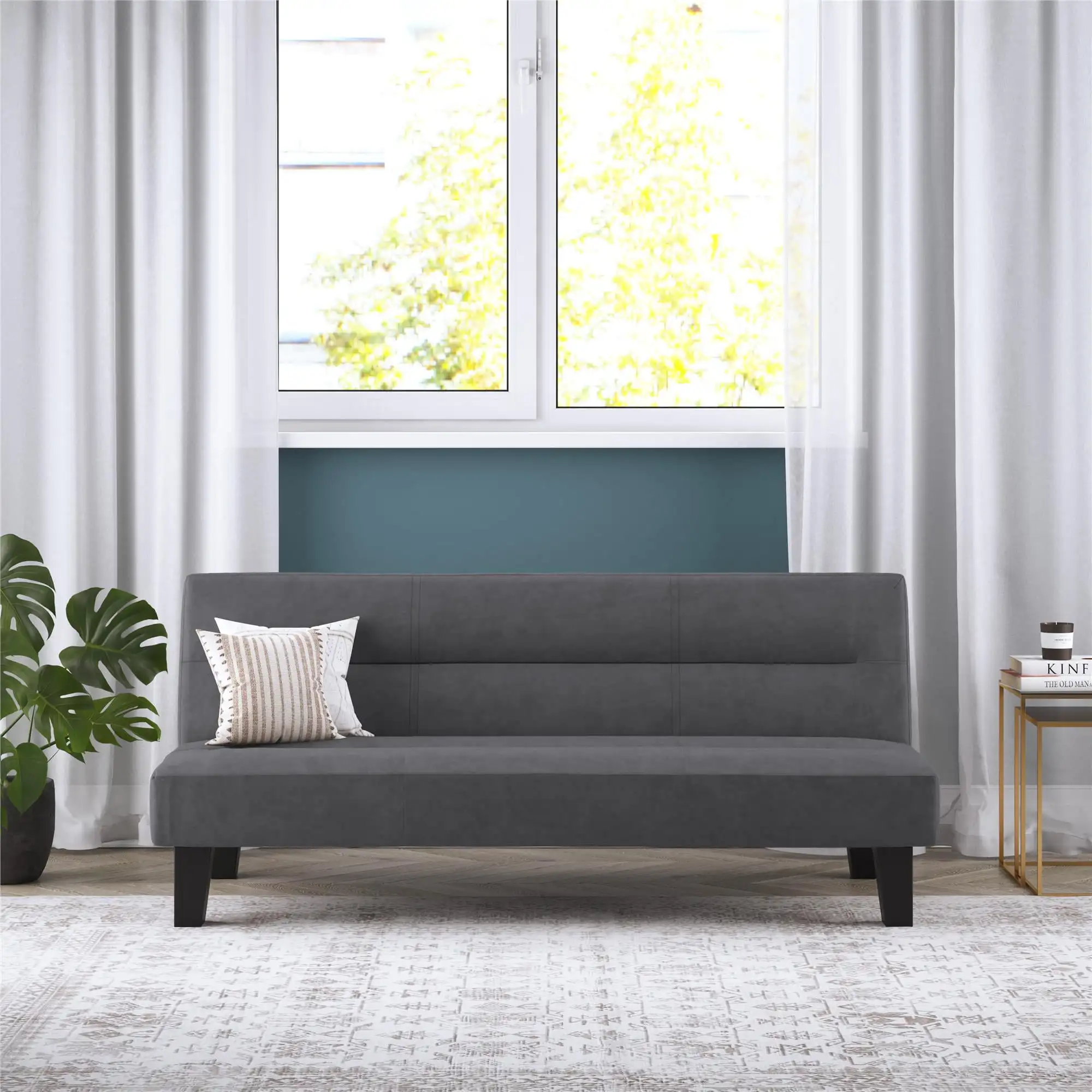 Kebo futón con cubierta de microfibra, microfibra gris