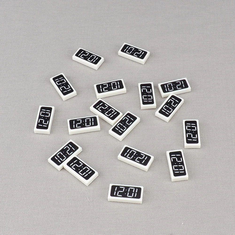 MOC 10PCS 3069 Printed 12:01 Clock Diagram Pattern Building Blocks 3069pb Hanging Face Time Decoration Board Bricks Particle Toy