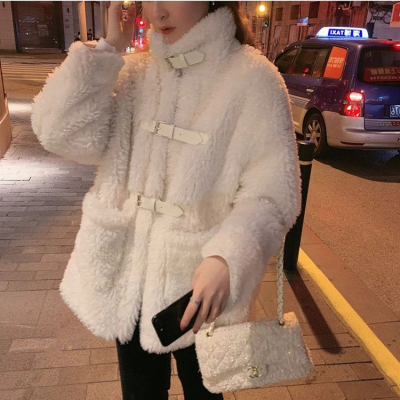 Winter Coats Blends Women Warm Stand Collar Korean Style College Fashion Popular Daily All-match Baggy Female Leisure Pockets