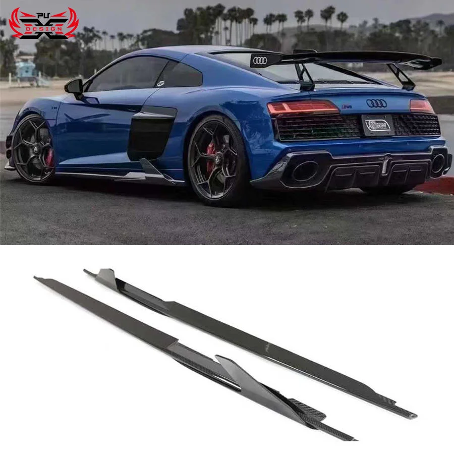 

High Quality Dry Carbon Fiber Front Bumper Lip Front Canards Side Skirts Rear Diffuser for Audi R8 21-23 Cap Style Body Kit