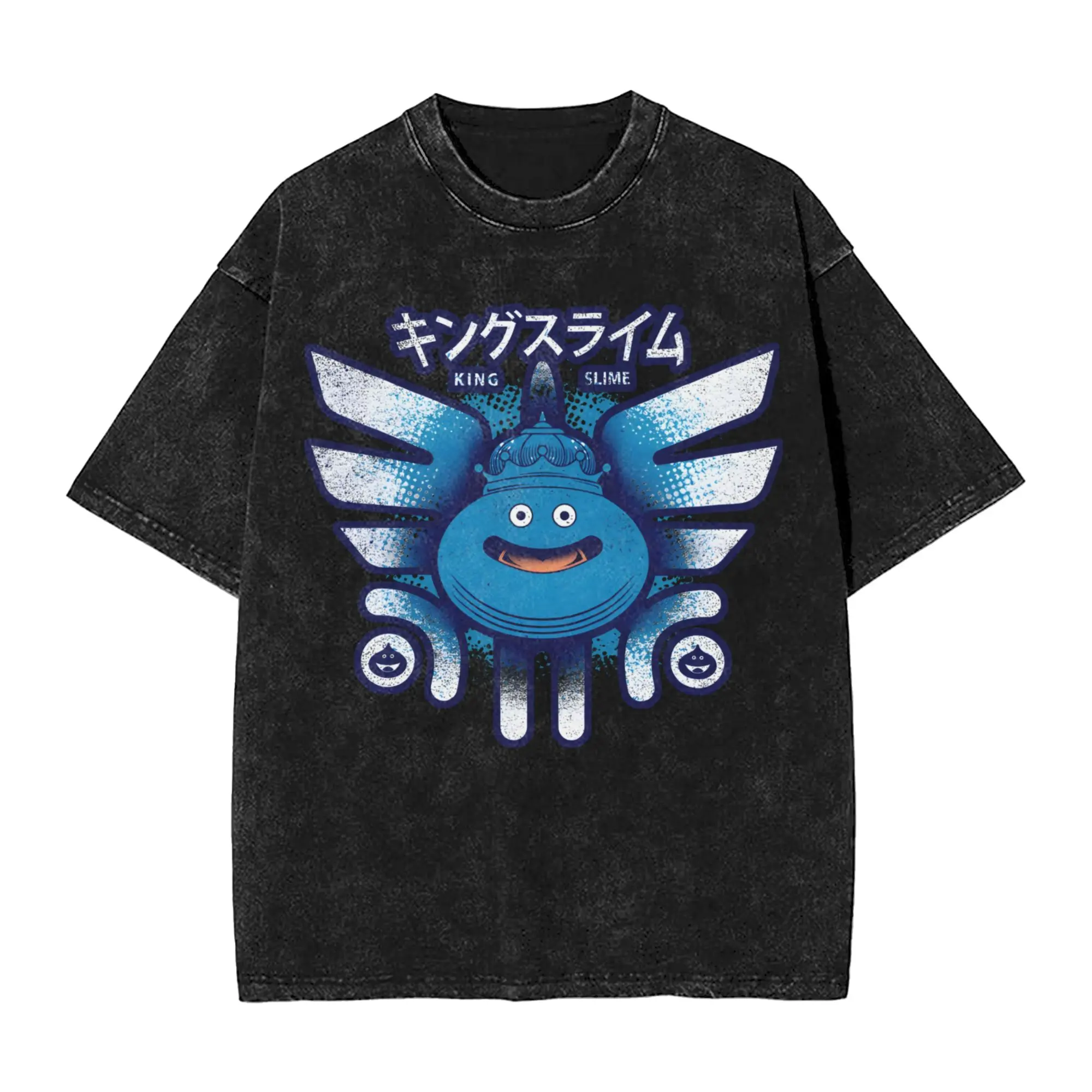 Dragon Quest slime Merch Washed T Shirts for Men Women Streetwear Hip Hop T-Shirt Summer  Tees Tops Short Sleeve
