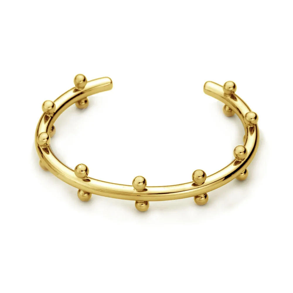 

Fashion gold plated brass bangle metal cuff bracelets and bangles small beads decoration Pulseiras