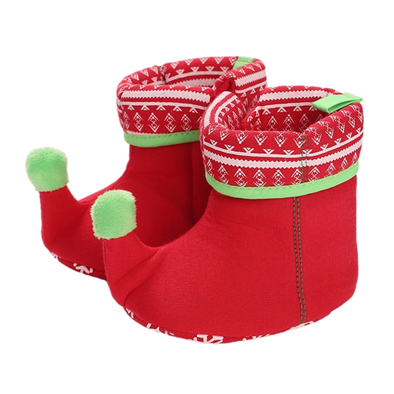 Zapatilla de lana antideslizante para bebé recién nacido, botines de Papá Noel, Reno, suela suave, calzado Prewalker, navidad