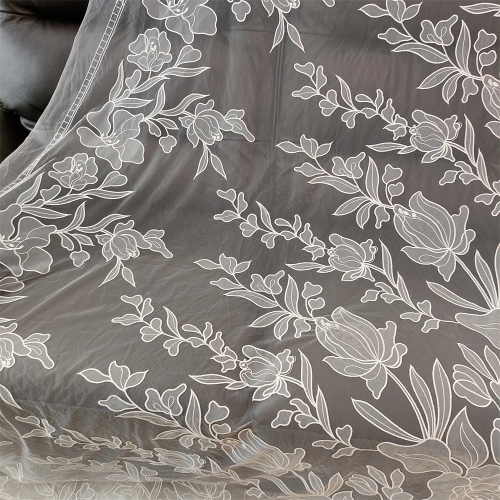 Lace Embroidered Fabric, High-end Design, Hand Sewing, Wedding Dress, Fashion Show, DIY,  White,  New