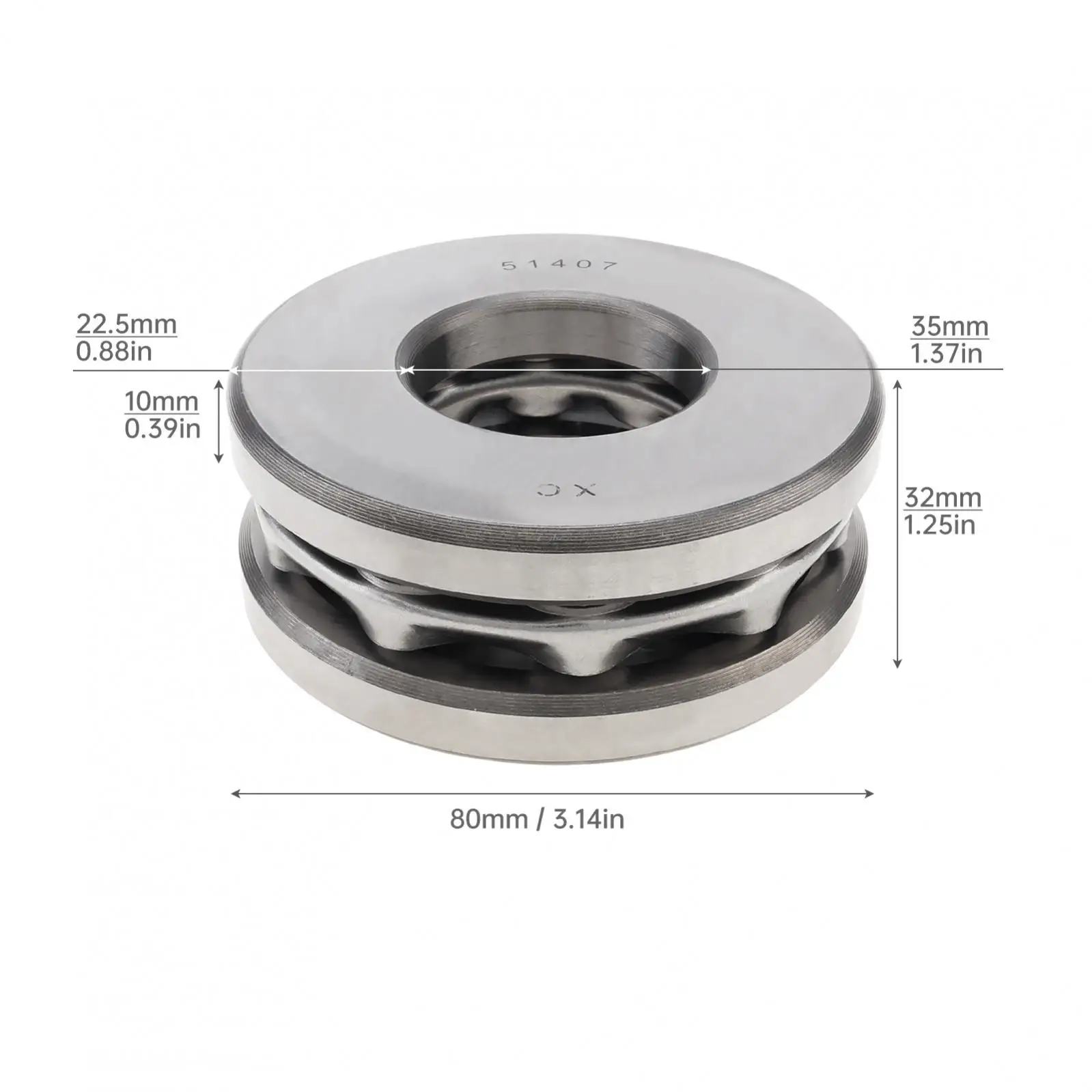 51407 Precision Plane Thrust Ball Bearing for Large Mechanical, Deep Raceway Large Mechanical Plane Thrust Ball Bearings