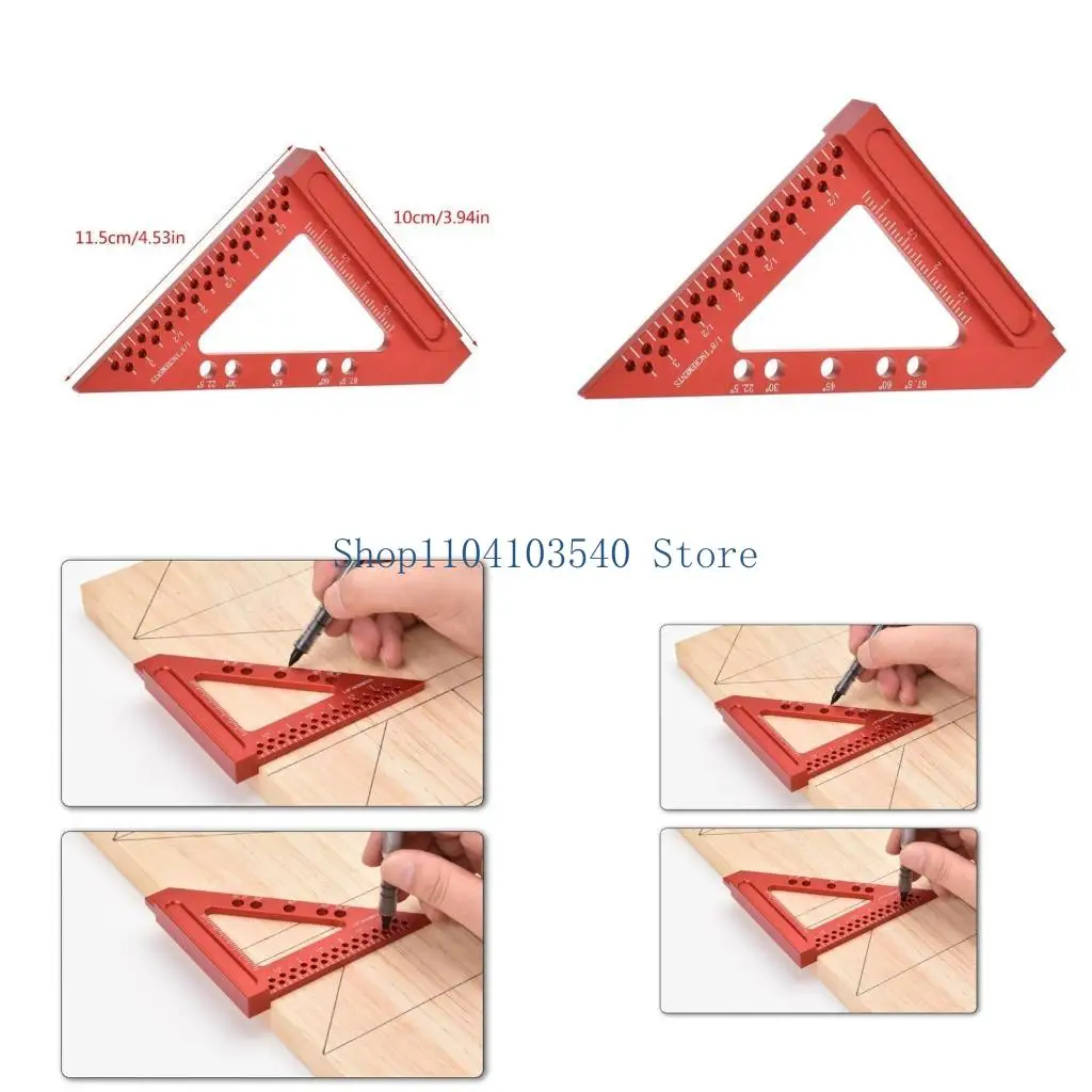 02DC Aluminum Triangle Ruler Measuring Ruler Woodworking Square Protractor Measuring Tool for Engineer