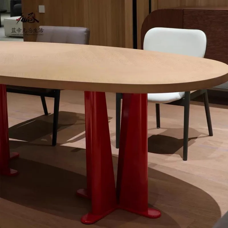 Oval solid wood dining table Italian simple desk long table modern desk