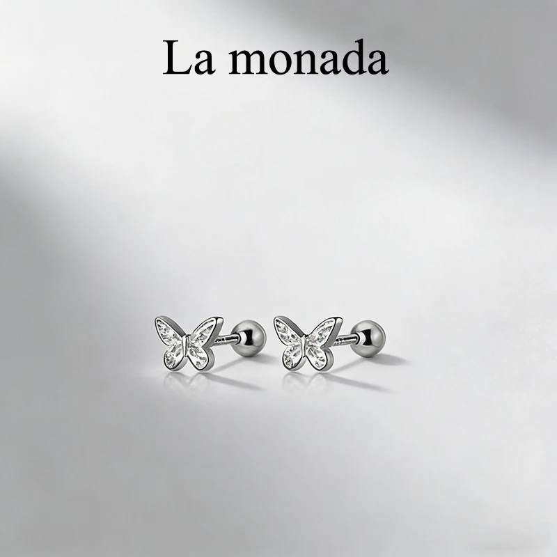 

La Monada, серьги-бабочки из стерлингового серебра 925 пробы для женщин, маленькие серебряные серьги 925, ювелирные изделия, женские серьги-гвоздики, серебро 925 пробы