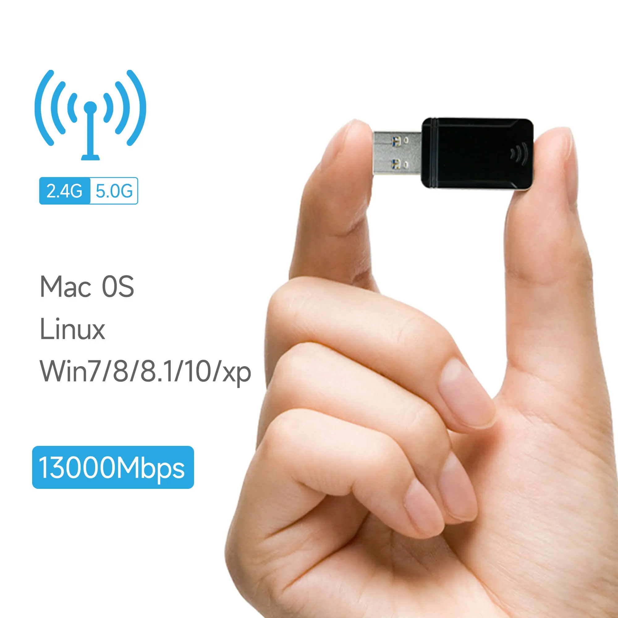 Yahboom 1300Mbps 2.4GHz + 5GHz Dual Band USB 3.0 Wifi Adapter Drive Gratis Kartu Jaringan PC Nirkabel untuk Jetson NANO/Xavier NX/TX2-NX