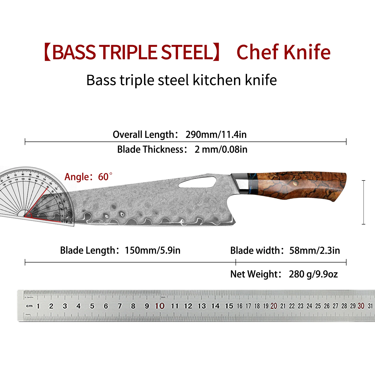 

FZIZUO 9.5 "High quality professional Sanhe steel chef knife stable wooden handle kitchen cooking tool with leather cover