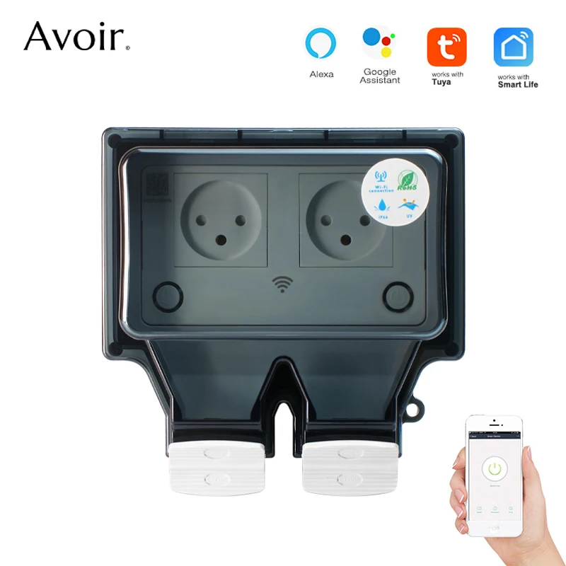 

Avoir Tuya Wifi Smart Socket IP66 Outdoor Weatherproof Power Outlets Israel Plug With Usb Port Timer Work With Alexa Google Home