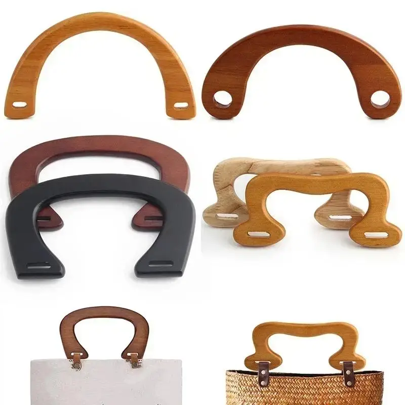 1Pcs Crochet Knit Bag Handles Natural Wood Arch Bag Handle Replacement DIY Handbags Purse Luggage Handcrafted Handle