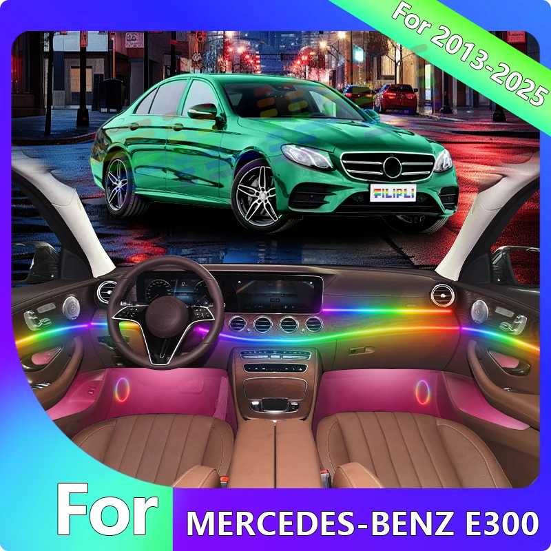 

FILIPLI For The MERCEDES-BENZ E300For 2019 64 RGB Precision Fit Car Interior LED Strips Cyberpunk Neon Music Sync Rhythm Light