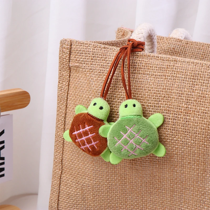 Cute Cartoon Turtle Plush Name Tag Keychain Anti-Lost Keyring Children Kawaii Stuffed Animal Doll School Bag Pendant