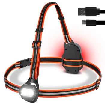 WEST BIKING 야외 스포츠 조명, IPX4 방수 USB 충전식 손전등, LED 야간 가슴 램프, 러닝 사이클링 액세서리