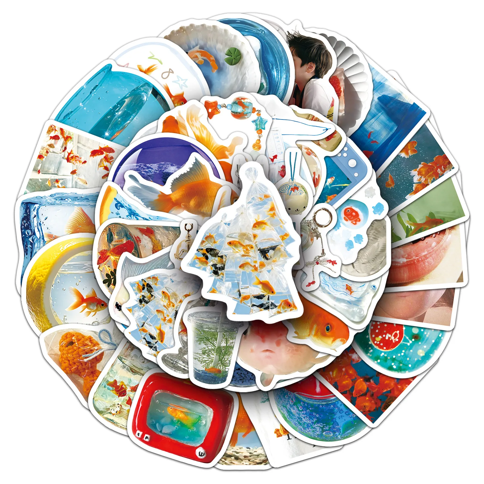 

10/50PCS INS Style Goldfish Graffiti Stickers Cartoon Fun Creative Decorative Pencil Case Water Cup Waterproof Decal Kids Toy