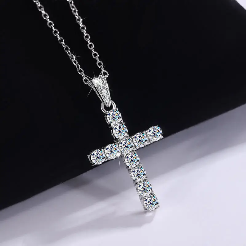 

Fine Jewelry Moissanite 925 Silver Engagement Necklace for Women Mens Vintage Cross Pendant Necklace Diamond Moissanite Necklace