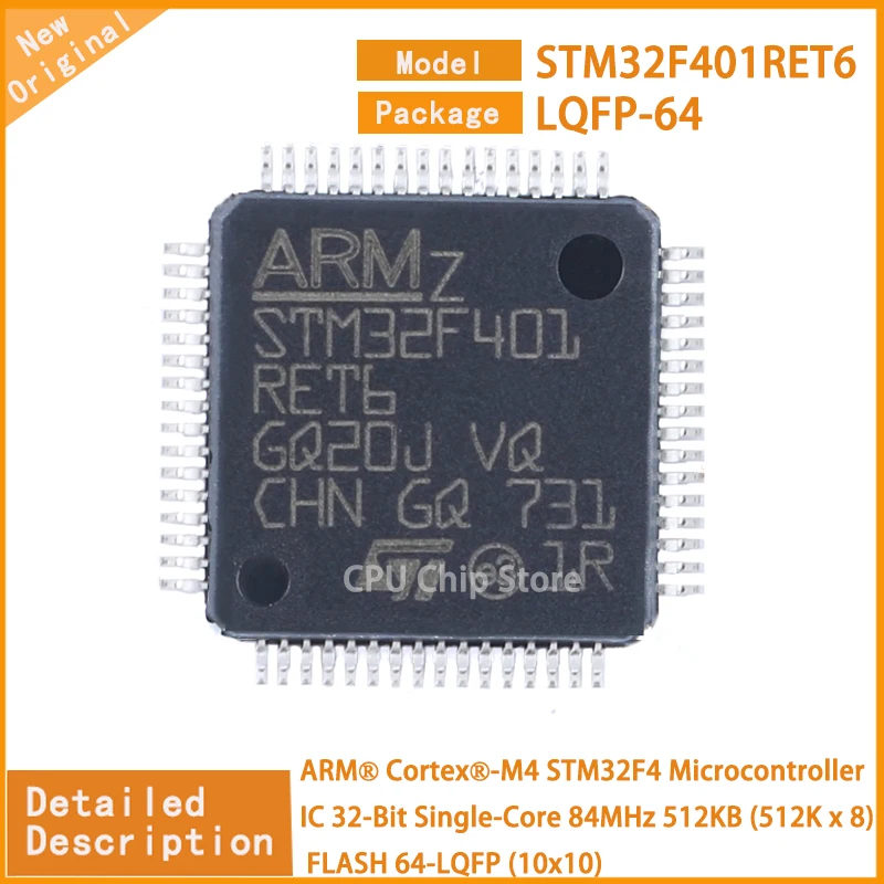 5Pcs/Lot New Original STM32F401RET6 STM32F401 Microcontroller IC 32-Bit Single-Core 84MHz 512KB (512K x 8) FLASH 64-LQFP (10x10)