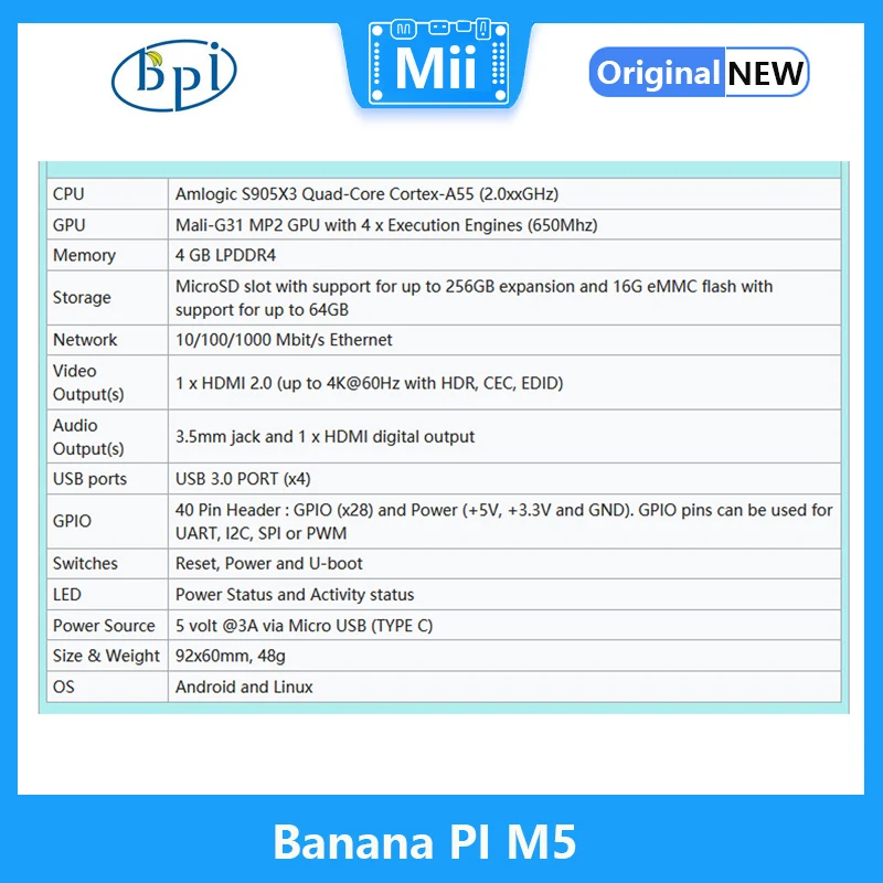 Imagem -05 - Placa de Desenvolvimento Banana pi m5 Amlogic S905x3 Quad Core Segunda Geração Computador