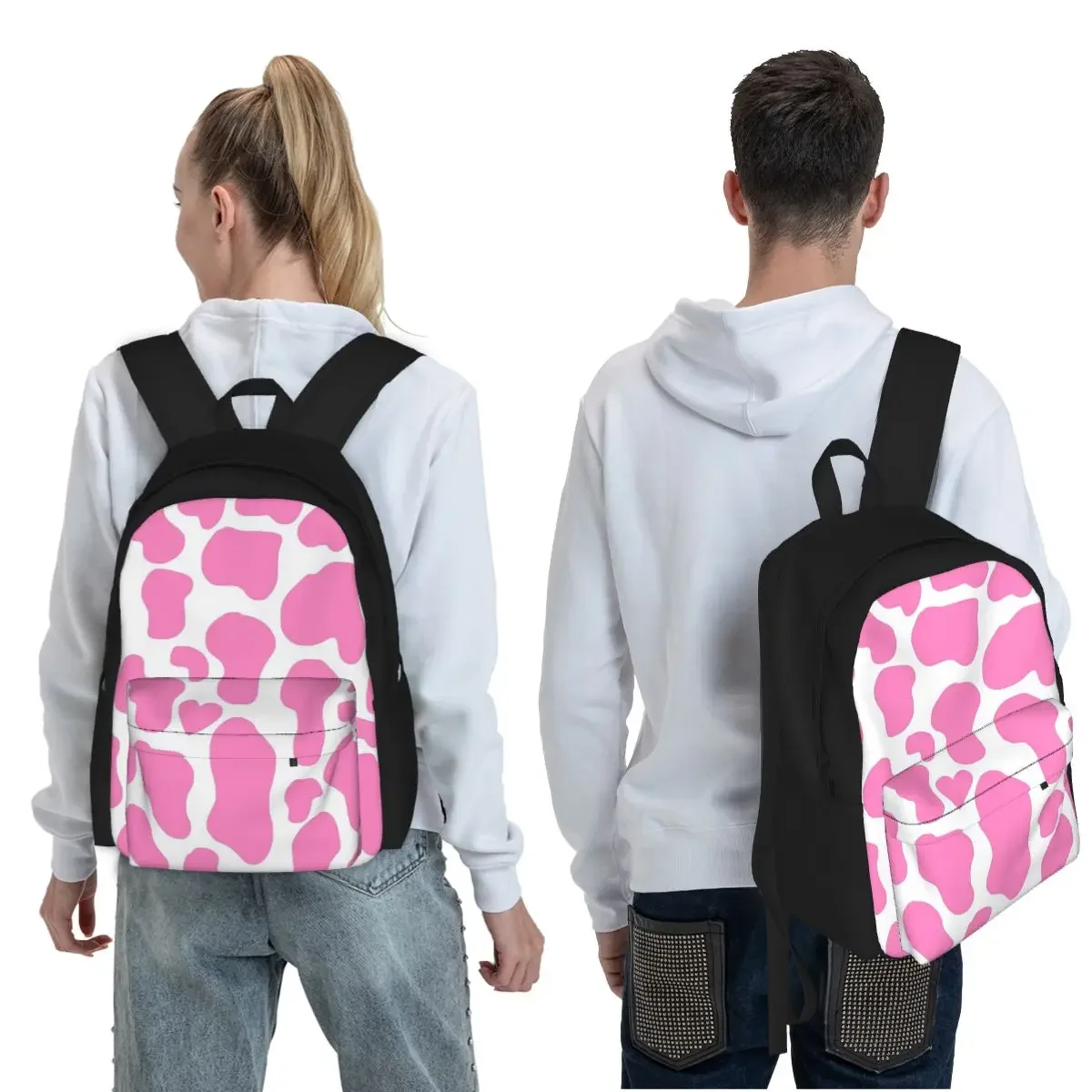 Strawberry Cow Student Backpack School Bag Hiking Travel Daypack for Men Women Fashion Bookbag Shoulder Bags