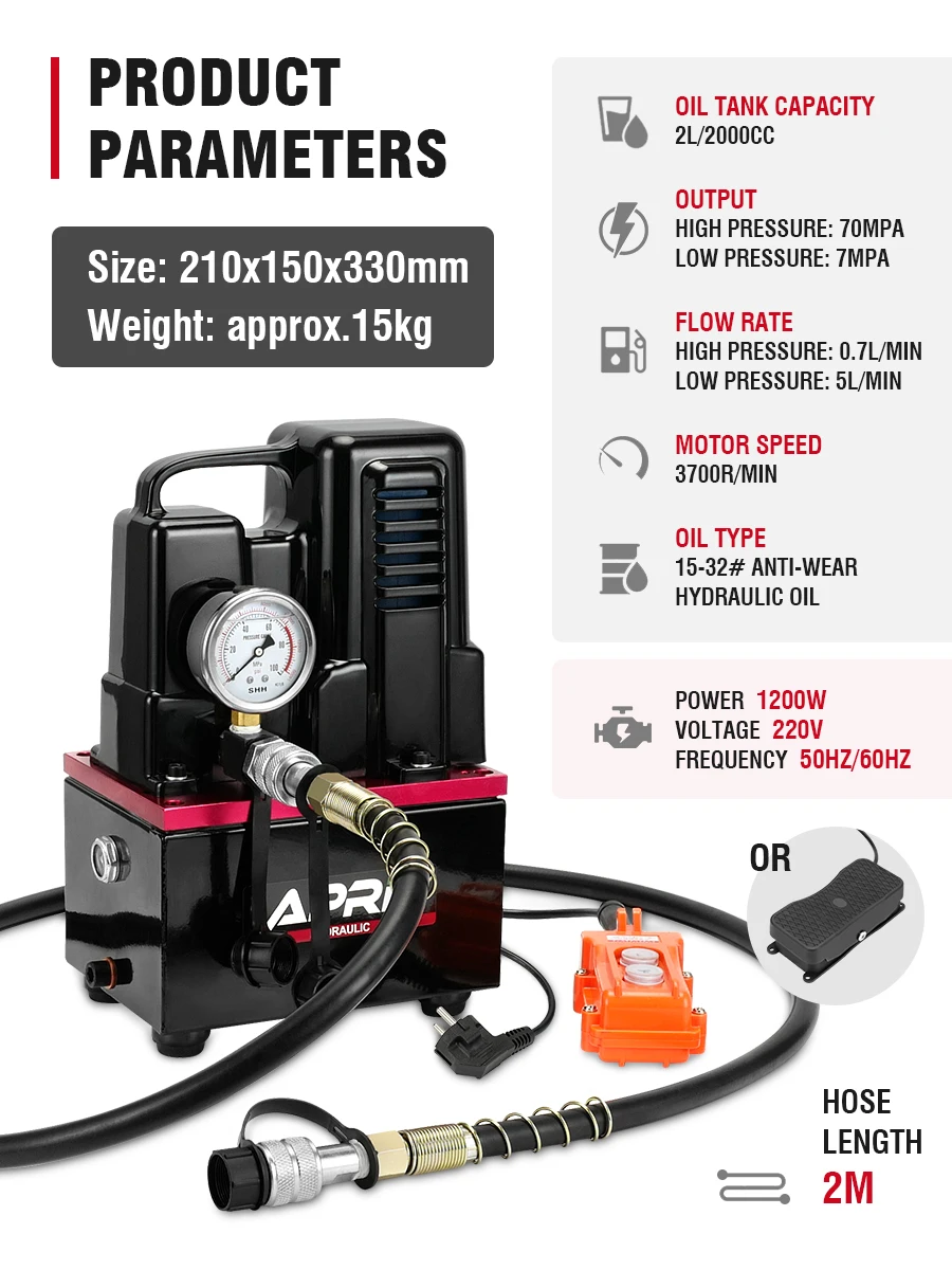 220V 1.2KW High-Voltage Electric Pump Tools Manual/Foot Switch Electric Hydraulic Pump Hydraulic Station QQ-700