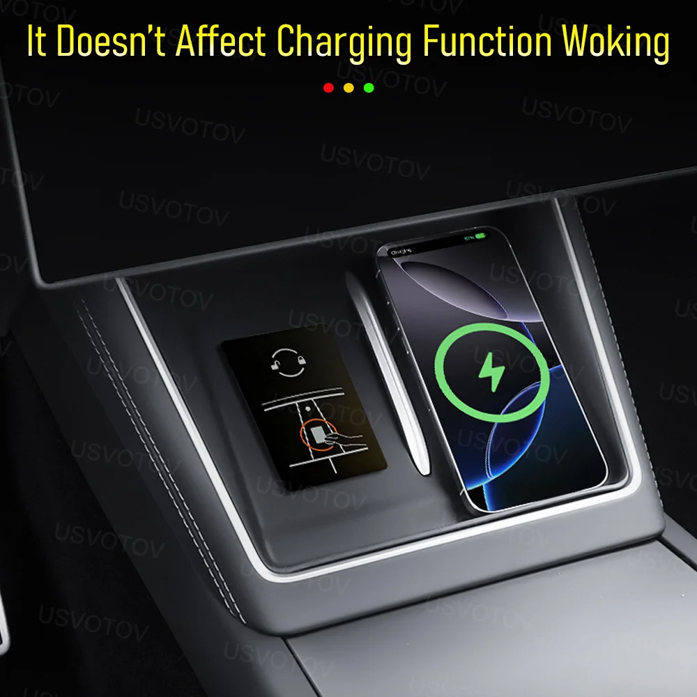 USVOTOV Silikon Kabelloses Ladepad für Tesla Model YL (6 Sitze) Y L Mittelkonsole Schützende Silikonmatte Auto-Zubehör – Detail 4