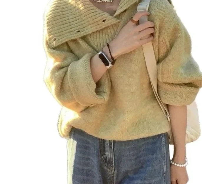 Frisches Ankunfts-Top-Shirt, stilvoller, modischer Strickpullover mit Kragen für Damen, neues Design, Sensation, elegante Herbstsaison