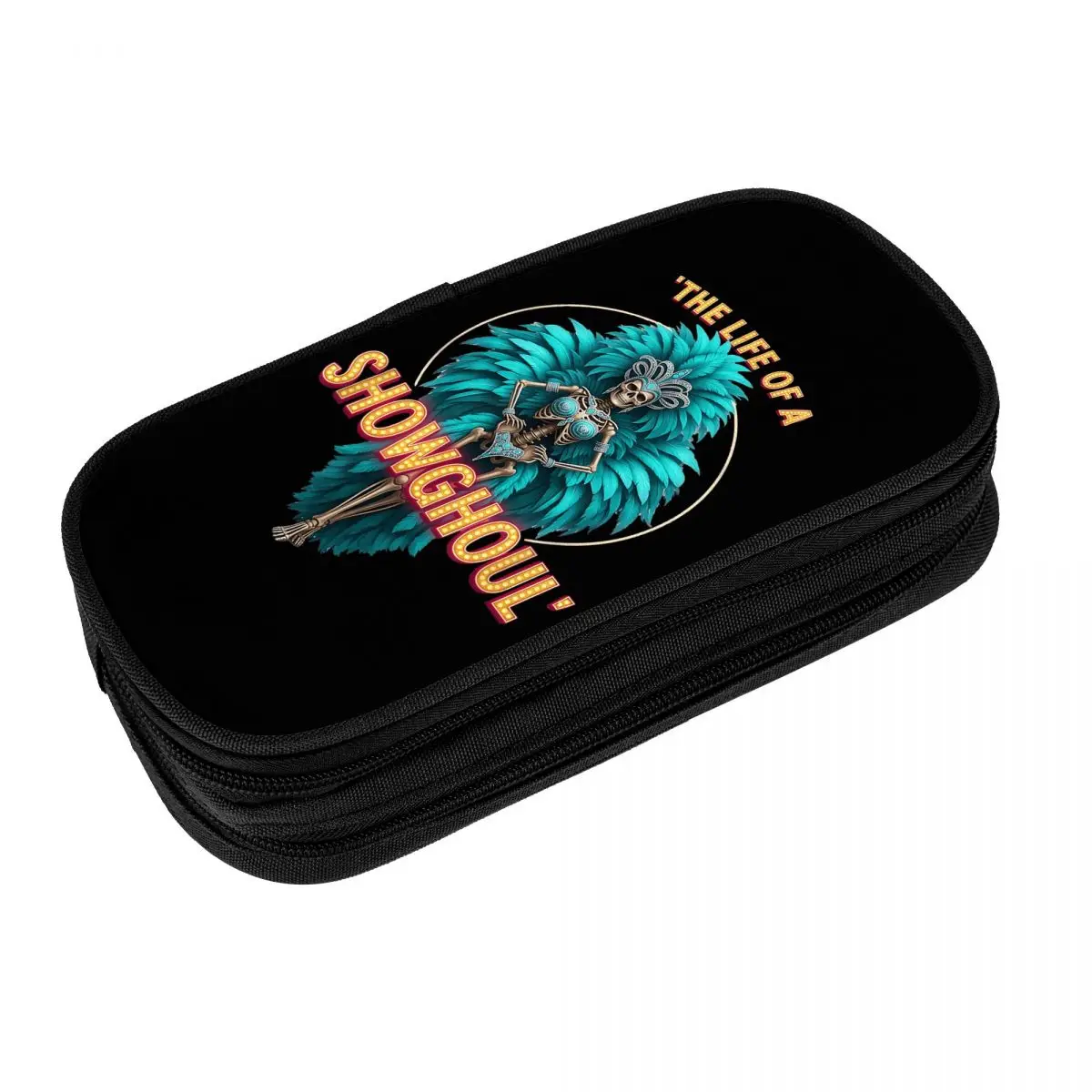 The Life Of A Showghoul Halloween Show Skeleton Dancer Pencil Case Double Layer Pencil Pouch Boy Girl Fashion Big Pencil Cases
